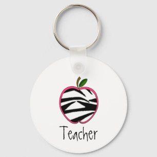 Sleutelhanger van leerkrachten - Zebra Print Apple