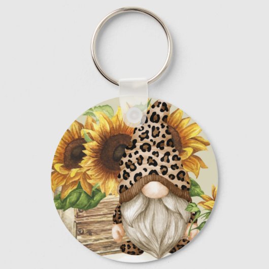 Sleutelhanger van Leopard Gnome Sunflower (Voorkant)