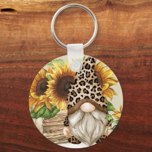 Sleutelhanger van Leopard Gnome Sunflower (Voorkant)