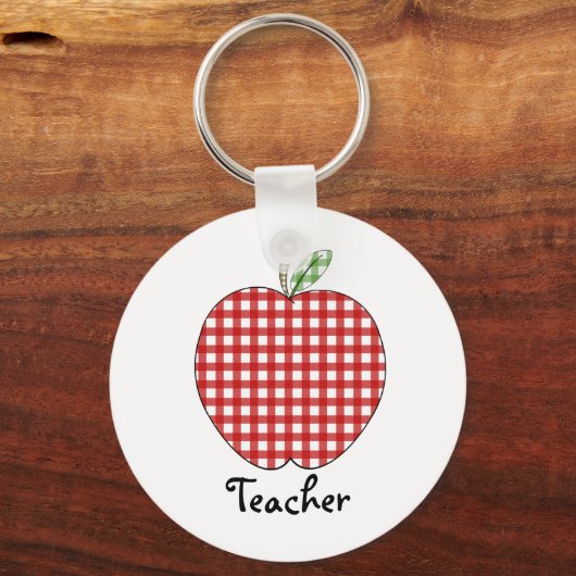 Sleutelhanger van leraar - Red Gingham Apple (Voorkant)