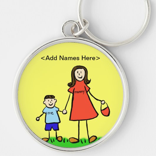 Sleutelhanger van mama en mij (Brunette past namen (Voorkant)