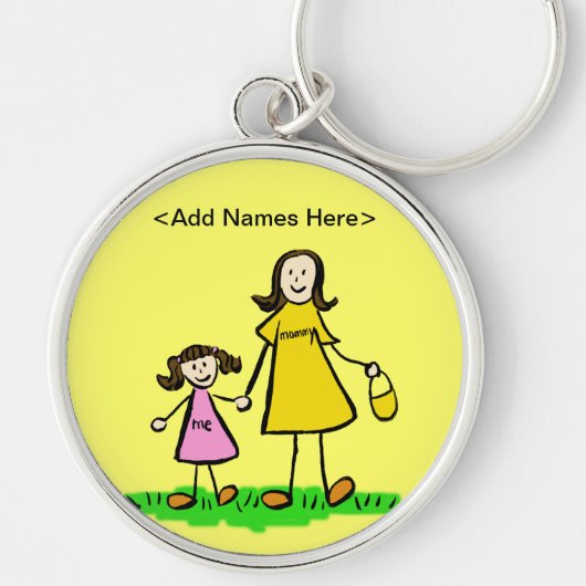 Sleutelhanger van mama en mij (Brunette past namen (Voorkant)