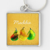 Sleutelhanger van peren waterverf, groene vruchten (Voorkant)