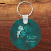Sleutelhanger van Turquoise en zwarte vlinder (Voorkant)