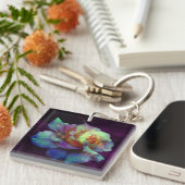 Sleutelhanger van Turquoise, Violet en Yellow Rose (Voorkant Rechts)