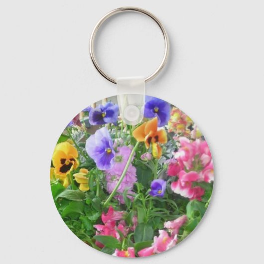 Sleutelhanger van vrolijke pansies (Voorkant)
