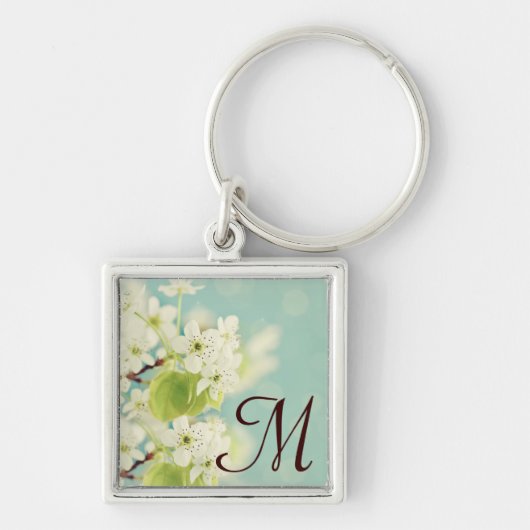 Sleutelhanger van witte kersen bloesem (Voorkant)