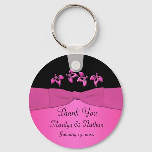 Sleutelhanger van zwarte en roze Floral (Voorkant)