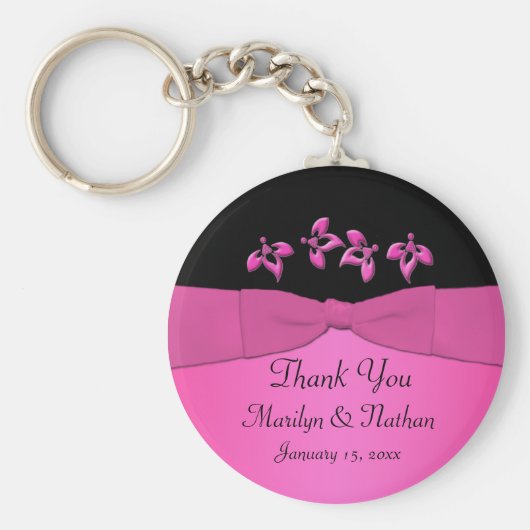 Sleutelhanger van zwarte en roze Floral (Voorkant)