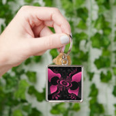 sleutelhanger van zwarte en roze fractale vlinder (Hand)