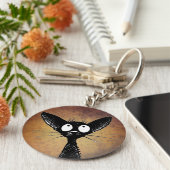Sleutelhanger van zwarte oosterse katten (Zijkant)