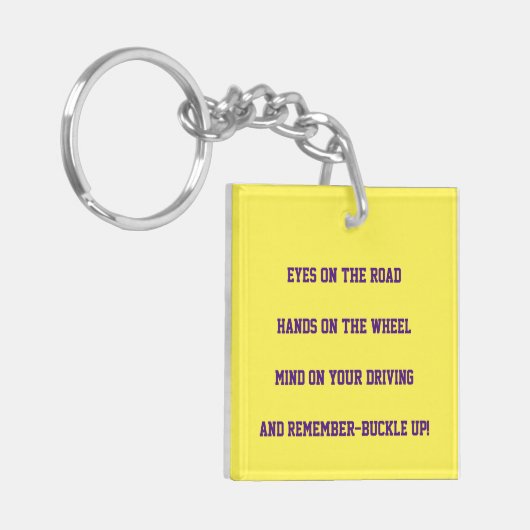 sleutelhanger "VEILIG RIJDEN" (ENKELE HERINNERINGE (Voorkant Links)