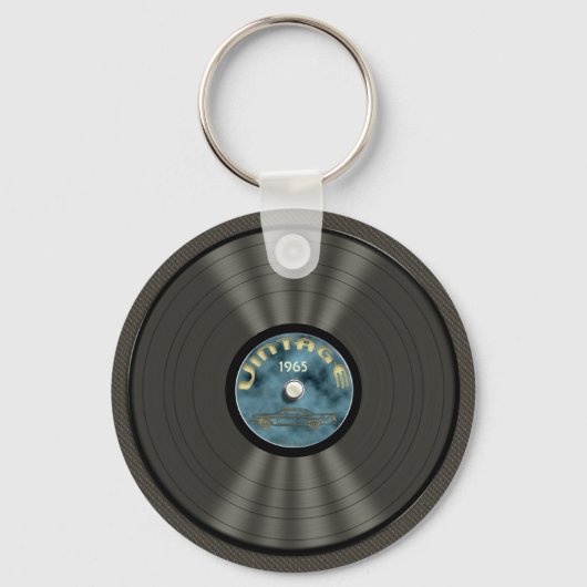 Sleutelhanger vinylplaat (blauw) (Voorkant)