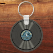 Sleutelhanger vinylplaat (blauw) (Voorkant)