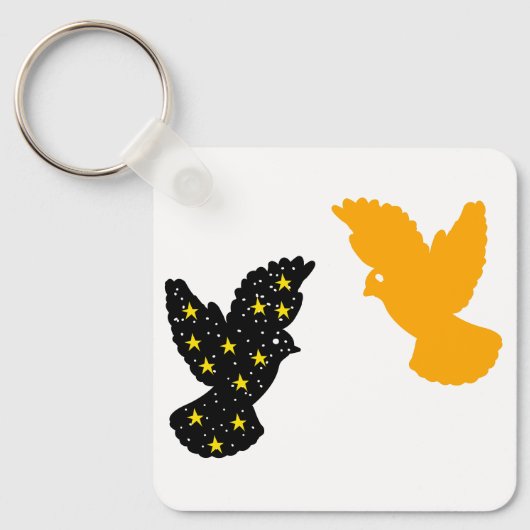 Sleutelhanger Vogels – Minimalistisch Vliegend Sil (Voorkant)