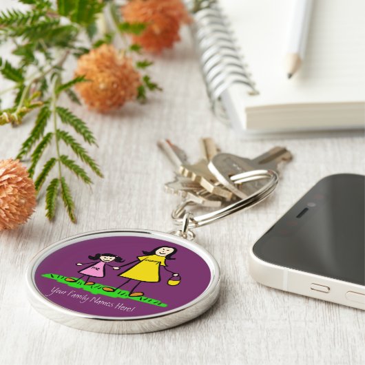 Sleutelhanger voor aangepaste naam moeder- en doch (Zijkant)