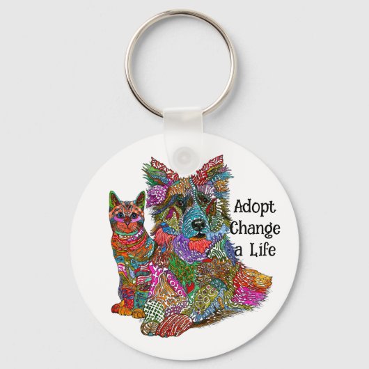 Sleutelhanger voor adoptie van hond en kat (Voorkant)