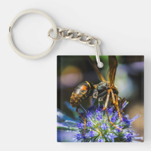 Sleutelhanger voor bijenbewust vierkant (dubbelzij