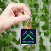 Sleutelhanger voor groene en blauwe geoloog (Hand)