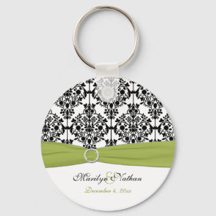 Sleutelhanger voor groene, witte en zwarte Damask