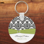 Sleutelhanger voor groene, witte en zwarte Damask (Voorkant)