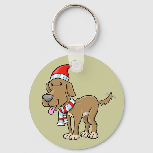 Sleutelhanger voor kerstpuppy "Rusty" Button (Voorkant)