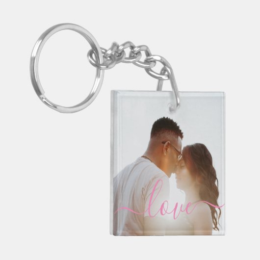 Sleutelhanger voor persoonlijke foto- en tekstfoto (Voorkant Links)