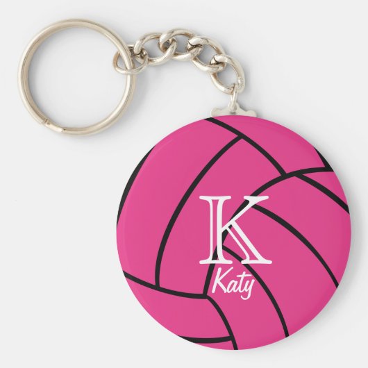 Sleutelhanger voor roze volleybalmonogram (Voorkant)