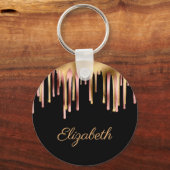 sleutelhanger voor zwarte en roos goudmousserende  (Voorkant)