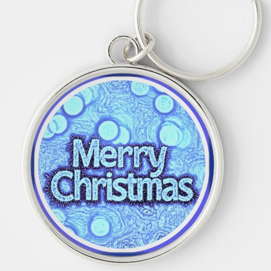 Sleutelhanger, Vrolijk Kerstblauw stijlvolle klass Sleutelhanger (Voorkant)