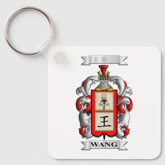 Sleutelhanger Wang Achternaam En Schild (Voorkant)