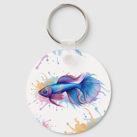 Sleutelhanger - Waterverf Serie: Betta Fish (Achterkant)