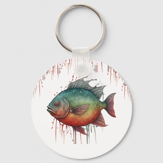 Sleutelhanger - Waterverf Serie: Piranha (Achterkant)
