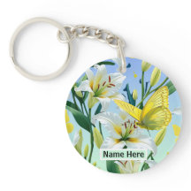 Sleutelhanger White Lily Yellow Butterfly