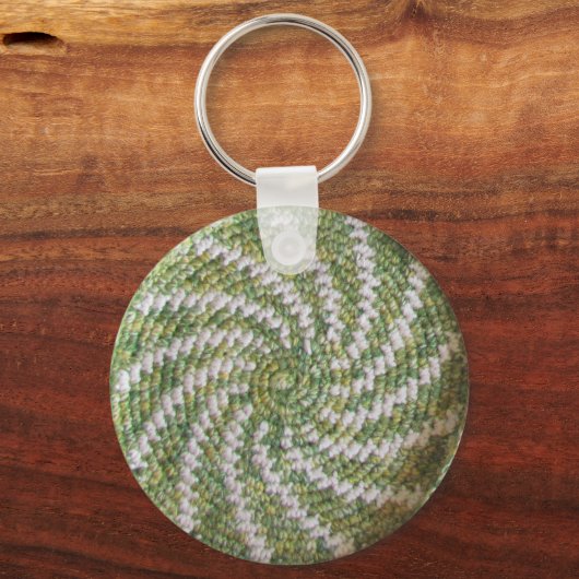 Sleutelhanger - White Spiral on Green (Voorkant)