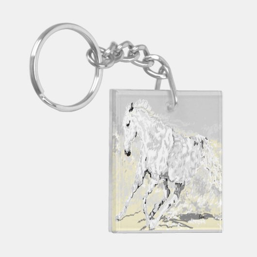 Sleutelhanger White Stallion in Motion (Voorkant Links)