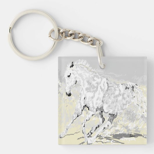 Sleutelhanger White Stallion in Motion (Voorkant)