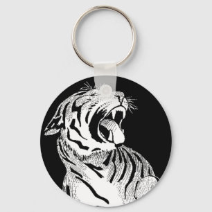 SLEUTELHANGER White Tiger Aggressive Big Cat Snarl