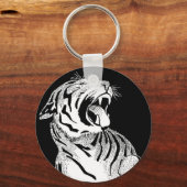 SLEUTELHANGER White Tiger Aggressive Big Cat Snarl (Voorkant)