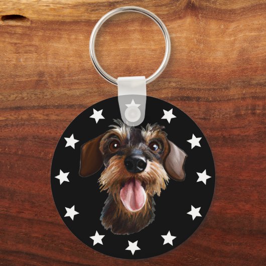 Sleutelhanger Wirehaire Dachshund Stars (Voorkant)