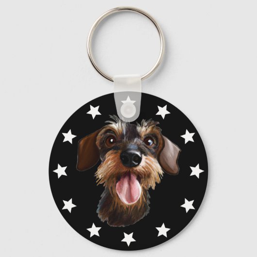 Sleutelhanger Wirehaire Dachshund Stars (Achterkant)