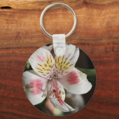 Sleutelhanger wit/roze alstromerie Bloem (Voorkant)