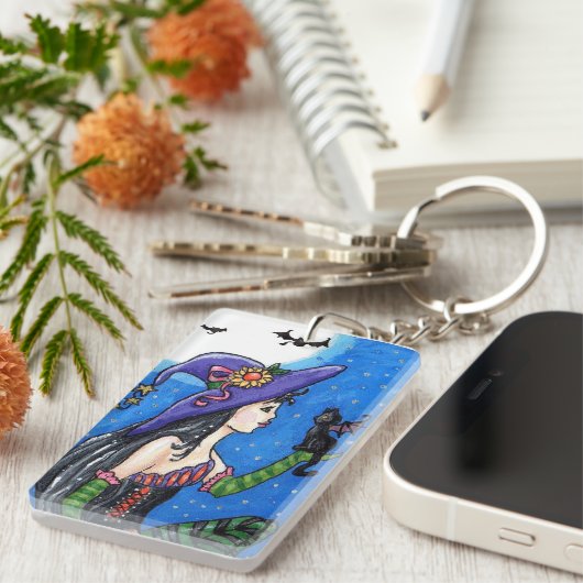 Sleutelhanger "Witch & her Bat-Cats" (Voorkant Rechts)