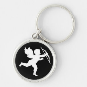 Sleutelhanger witte cupid op zwart