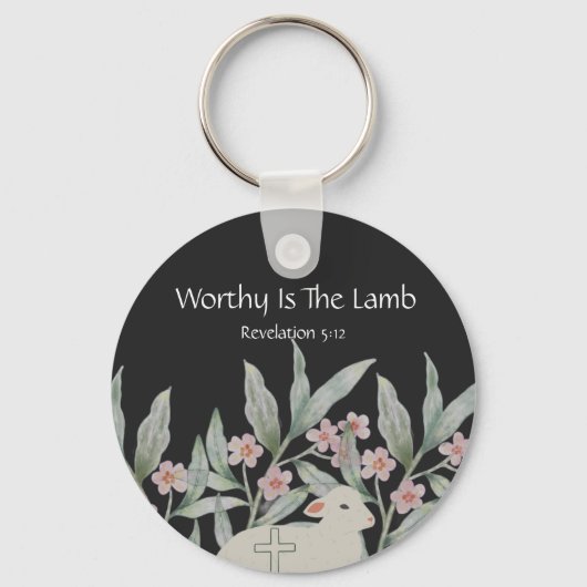 Sleutelhanger 'Worthy Is The Lamb' Ronde Vorm (Voorkant)