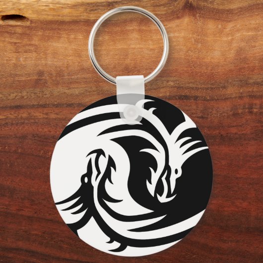Sleutelhanger Yin Yang Dragons Button (Voorkant)