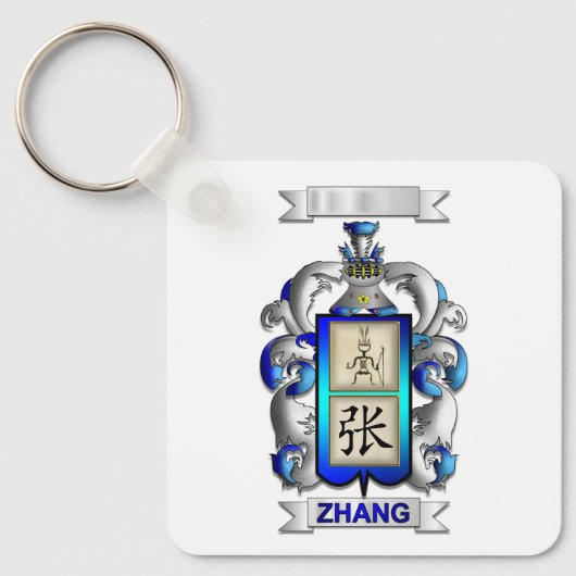 Sleutelhanger Zhang Achternaam En Schild (Voorkant)