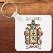 Sleutelhanger Zhou Achternaam En Schild (Voorkant)