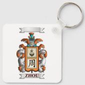 Sleutelhanger Zhou Achternaam En Schild (Achterkant)