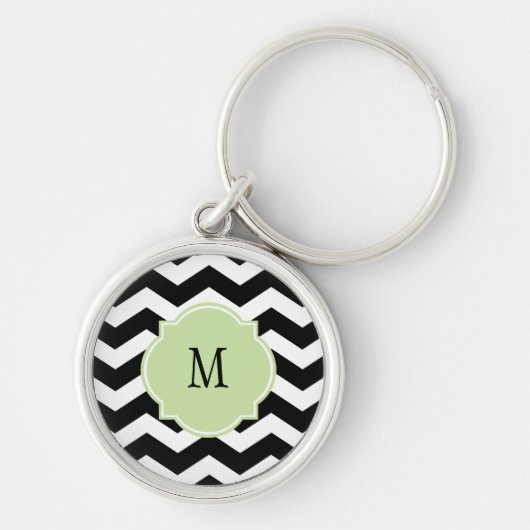 Sleutelhanger zwart-wit Chevron Pattern (Voorkant)
